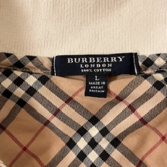 Burberry London Long Sleeve Polo, White, 100% Cotton, Size L - Picture 3 of 6
